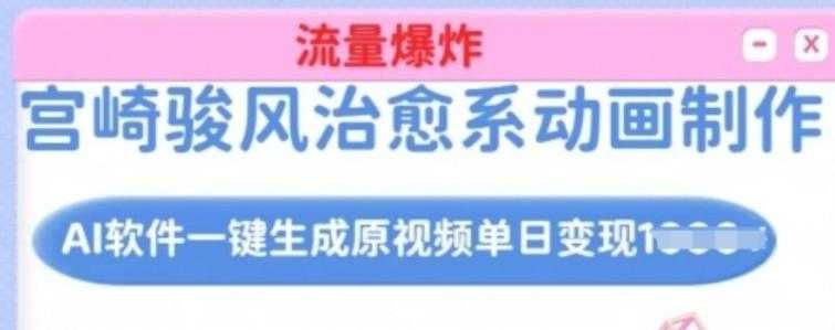 宫崎骏风治愈系动画制作，AI软件一键生成原创视频流量爆炸，单日变现多张，详细实操流 
