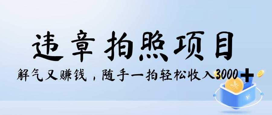 解气又赚钱的项目，最新违章拍照赚钱，随手一拍，轻松收入3000+