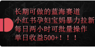 小红书孕妇宝妈暴力拉新玩法，每日两小时，单日收益500+ 
