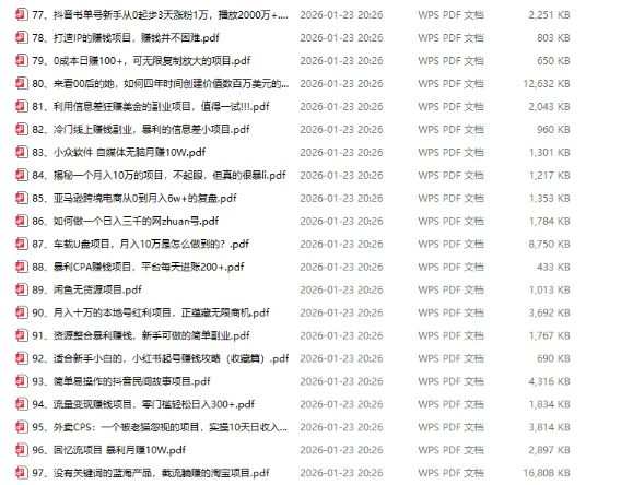 108个副业项目拆解，提供思路 